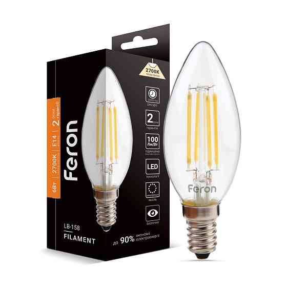 Світлодіодна лампа Feron Filament LB-158 6Вт E14 2700K Харьков