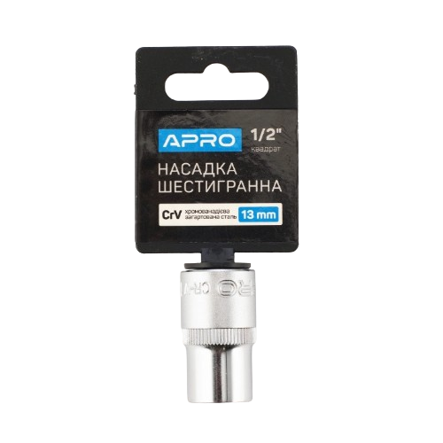 Насадка шестигранна 1/2" 13 мм CrV APRO Житомир