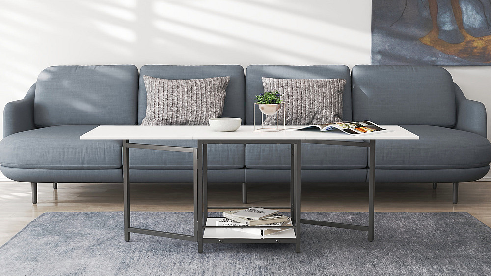 Стол журнальный трансформер Куб Комбо Ferrum-decor 540x532x500 Черный металл ДСП Белое 16 мм (FRD-105150) Львов - изображение 4
