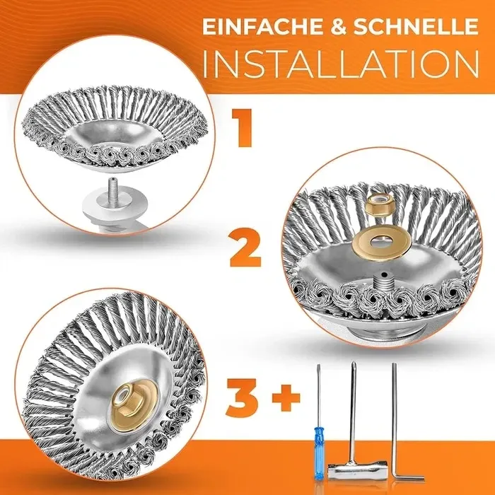 Дротяна щітка LODIIC для мотокоси 25,4 мм, насадка для бензинових тримерів, видалення бур’янів, корщітка, крацовка Київ - фото 4