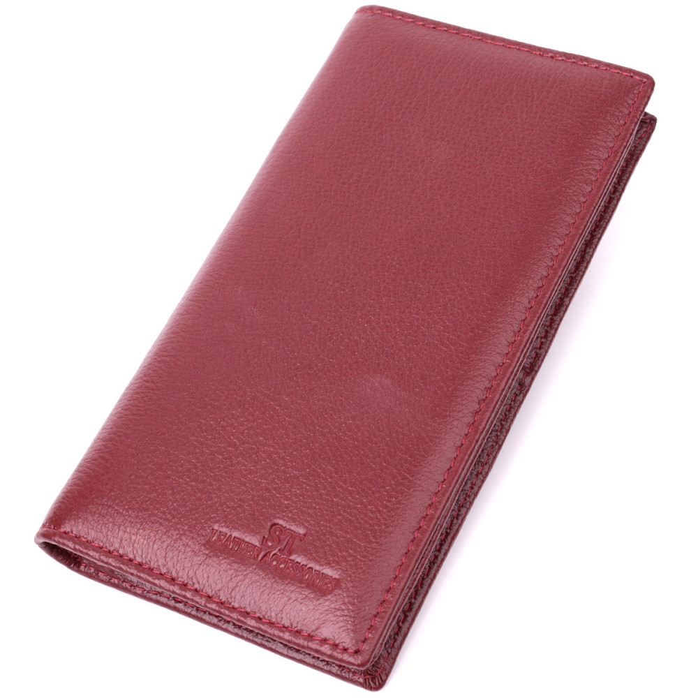 Жіночий вертикальний шкіряний гаманець на магнітах бордовий (ST Leather) Київ - фото 19
