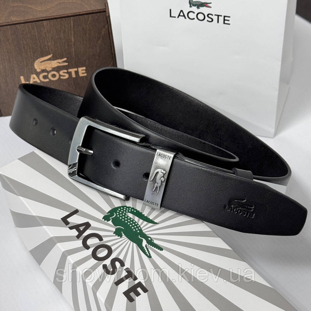 Чоловічий ремінь Lacoste з натуральної шкіри (986) Київ - фото 2