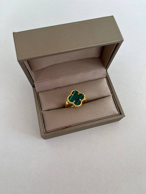 Van Cleef кольцо позолота 18 К / кольцо клевер зеленое Одесса - изображение 3