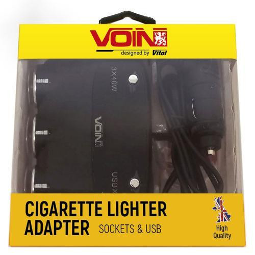 Разветвитель прикуривателя VOIN SC-3003 с 3 выходами, 2 USB 2400 мА, 12/24В, с кабелем и вольтметром Харьков - изображение 2