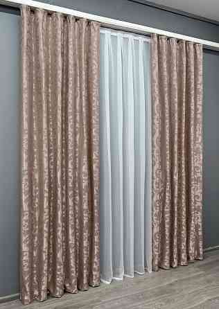Комплект готовых штор VR-Textil Жаккард Вензель № 090ш Пудровый 140х270 см 2 шт (39-035) Киев