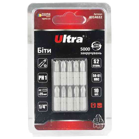 Ultra Биты PH1×25мм ¼" 10шт S2 (блистер) ULTRA (4014632) Коломия
