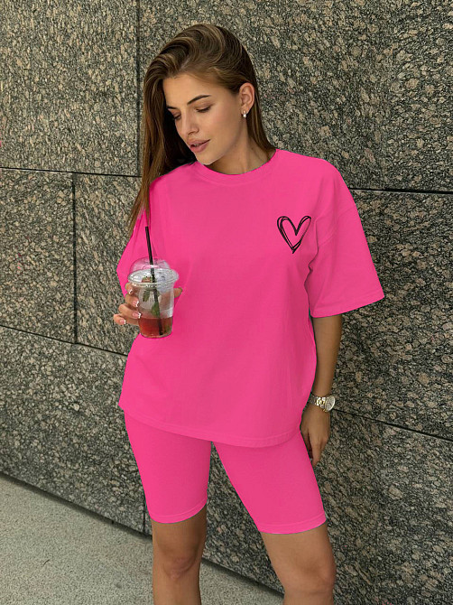 Футболка и велосипедки женские кулир Кораловый M/L Харьков - изображение 2