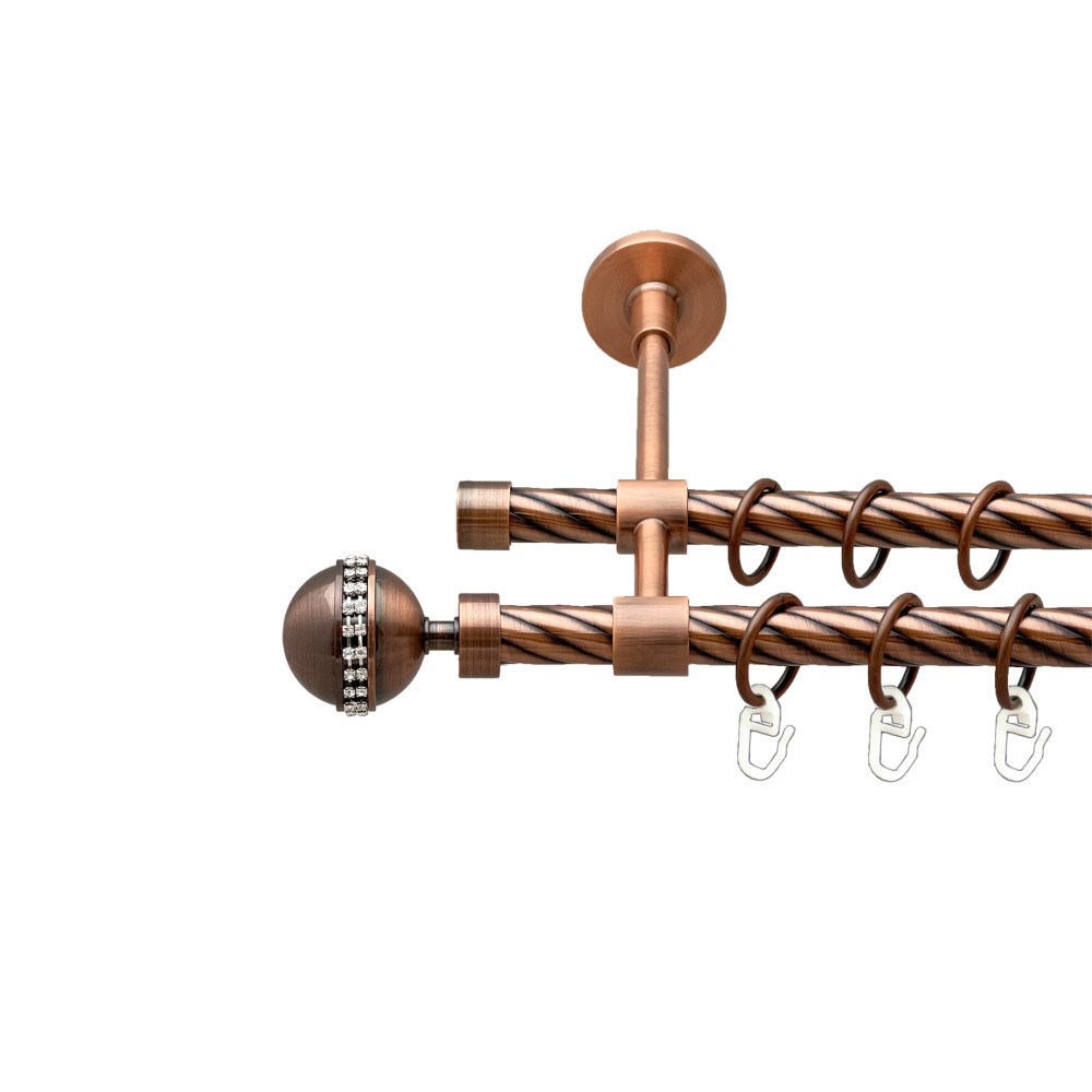 Карниз Orvit Авея металевий дворядний закритий скручена труба кільце металеве Мідь 16\16 мм 300 см (00-00025254) Львів - фото 1