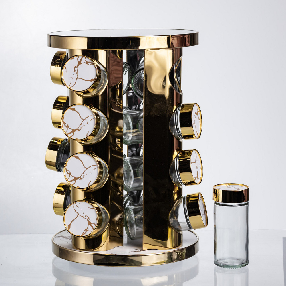 Карусель для спецій 16 банок, білий мармур Київ - фото 5