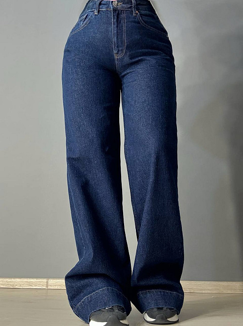 Джинси жіночі Mikaletta G-10 wide leg палаццо кльош з манжетом темно-сині, темно-синій, 25, 25, 69 см, 97 см Київ - фото 5