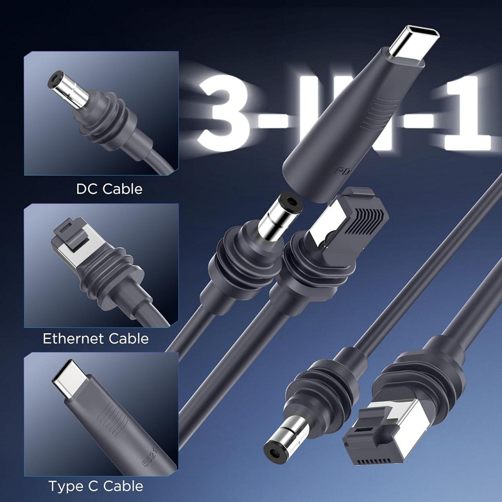 Кабель Hugener 2 в 1 Starlink Mini для заряджання DC/USB-C + Ethernet-кабель 15 м Київ - фото 6