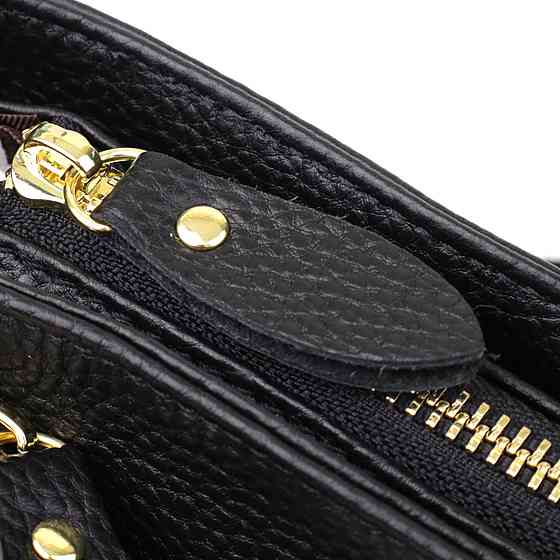 Классическая женская сумка с жестким дном из натуральной кожи Vintage 22987 Черный Киев