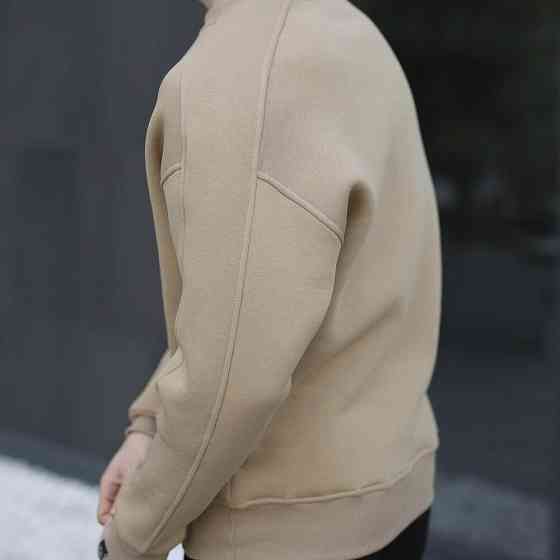 Бежевый свитшот теплый для мужчин. Оверсайз свитшот бежевый Pobedov Hubble Киев