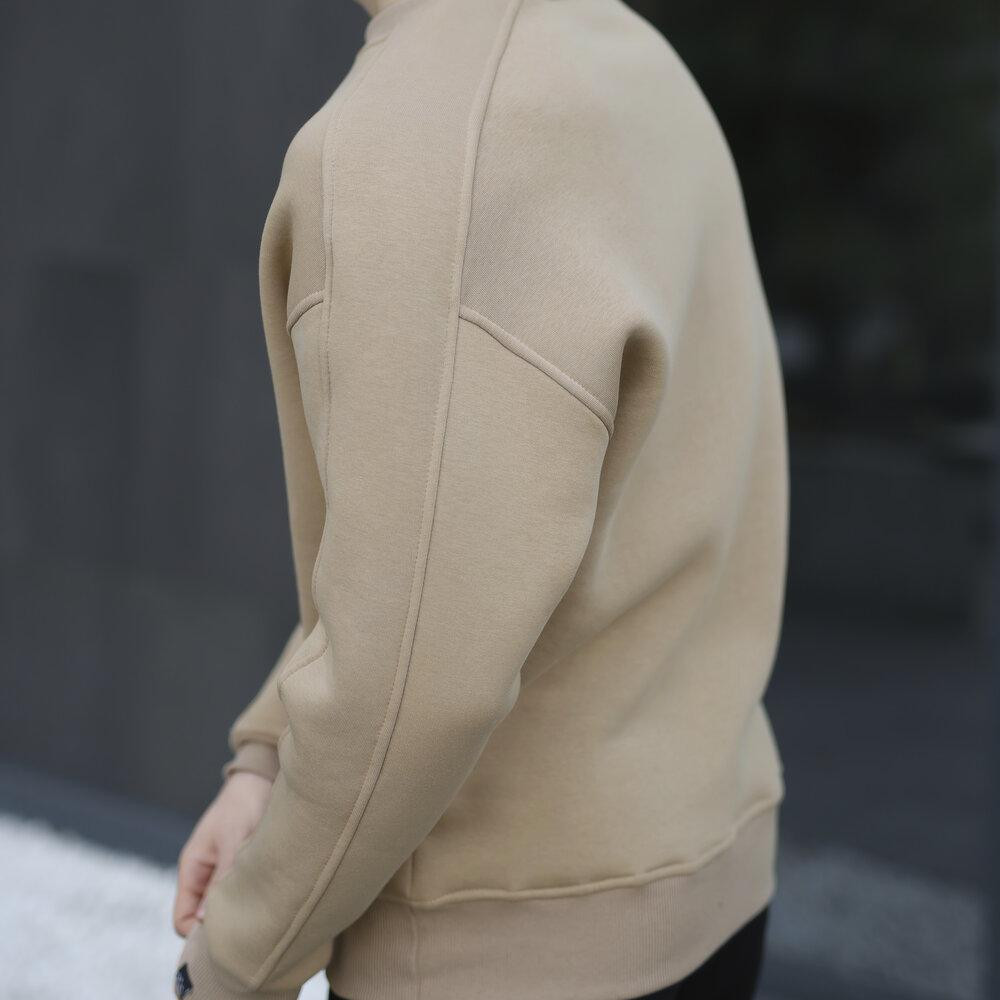 Бежевый свитшот теплый для мужчин. Оверсайз свитшот бежевый Pobedov Hubble Киев - изображение 4