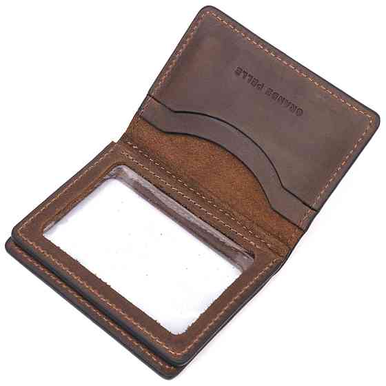 Зручна обкладинка на автодокументи у вінтажній шкірі Україна GRANDE PELLE 16710 Коричнева Київ