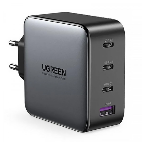 Зарядний пристрій 4xUSB 100W GaN (3хUSB-C+USB-A) + Cable CD226 Сірий Ugreen (90575) Київ - фото 1