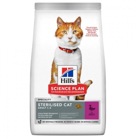 Сухой корм Хиллс Hills SP Adult Sterilised для стерилизованных/кастрированных кошек от 1 до 6 лет с уткой 300г Винница