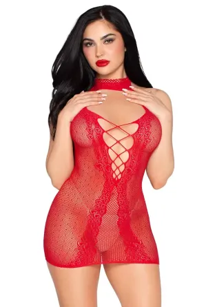 Мини-платье Leg Avenue Dotted Halter Mini Dress One Size Red Львов