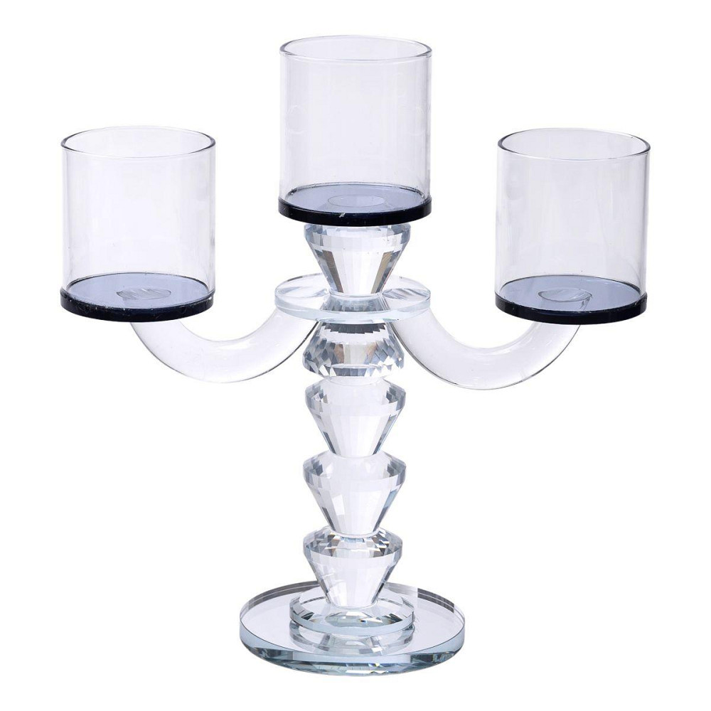 Чорний канделябр на 3 свічки з декоративного скла Київ - фото 2