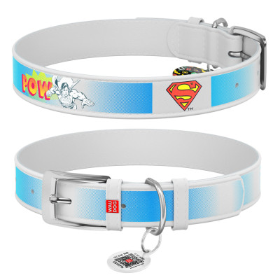 Нашийник для тварин WAUDOG Design з QR паспортом "Супермен 2" XL Ш 35 мм Д 44-58 см білий (0035-1008-15) Вінниця - фото 1