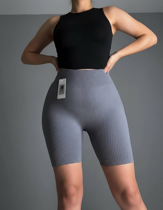 Шорты женские Kenalin 0412 велосипедки лосины в рубчик пуш-ап широкий пояс one size, серый, one size Киев - изображение 19