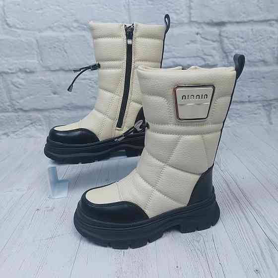 Детские бежевые зимние ботинки  для девочек с тракторной подошвой  26 Николаев