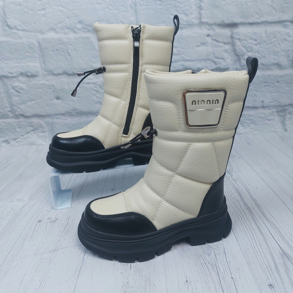 Детские бежевые зимние ботинки  для девочек с тракторной подошвой  26 Николаев - изображение 3