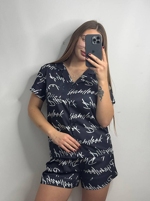 Пижама женская из сатина с шортами и рубашкой Pijamlook M-L Харьков - изображение 4