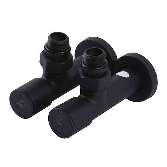 Набір Кран вентильний кутовий з американкою SOLOMON LUX 1/2″  7777  (2шт.) BLACK   (1уп) Тернопіль