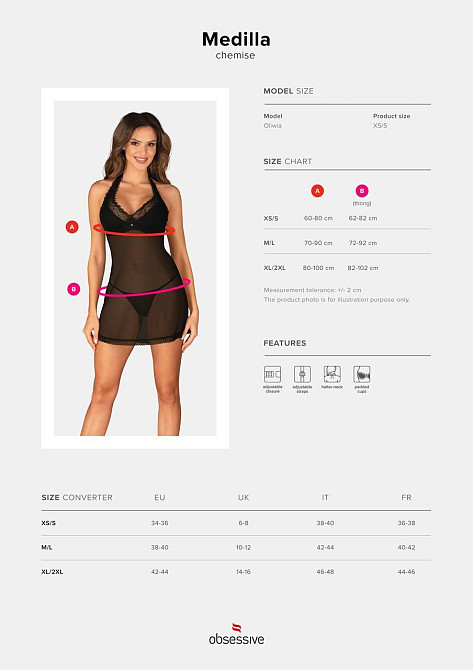 Пеньюар Obsessive Medilla chemise & thong M/L Sex Aura Київ - фото 5