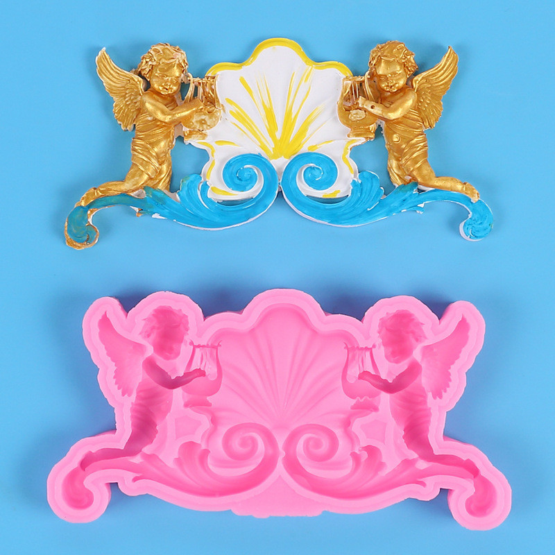 Силиконовый молд Ангелы с арфами 135 на 70 мм розовый Киев - изображение 7