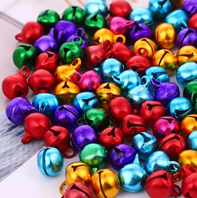 Набір металевих дзвіночків 50 шт – різнокольорові, діаметр 7 мм Київ - фото 1