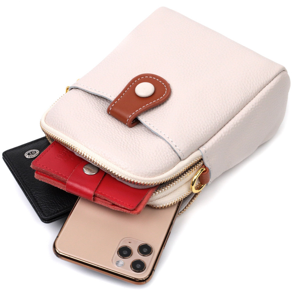 Стильная сумка трапеция для женщин из натуральной кожи Vintage 22270 Белая Киев - изображение 5