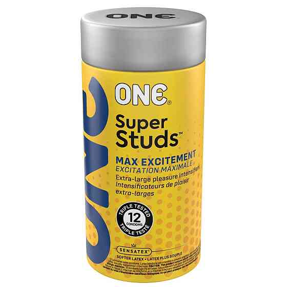 Презервативы ONE Super Studs, 12 шт, с точечным рельефом, со смазкой, подарочная упаковка-тубус Sex Aura Киев
