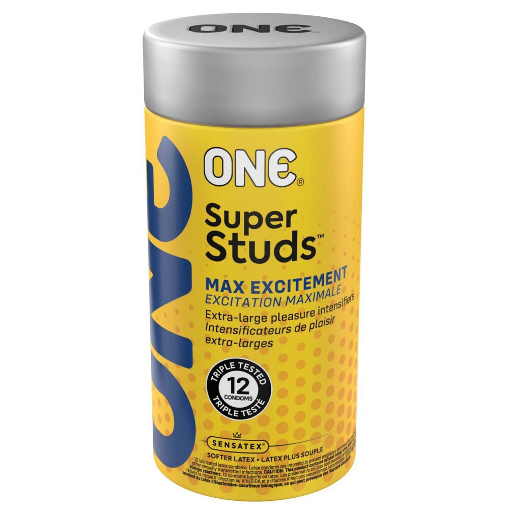 Презервативы ONE Super Studs, 12 шт, с точечным рельефом, со смазкой, подарочная упаковка-тубус Sex Aura Киев - изображение 1