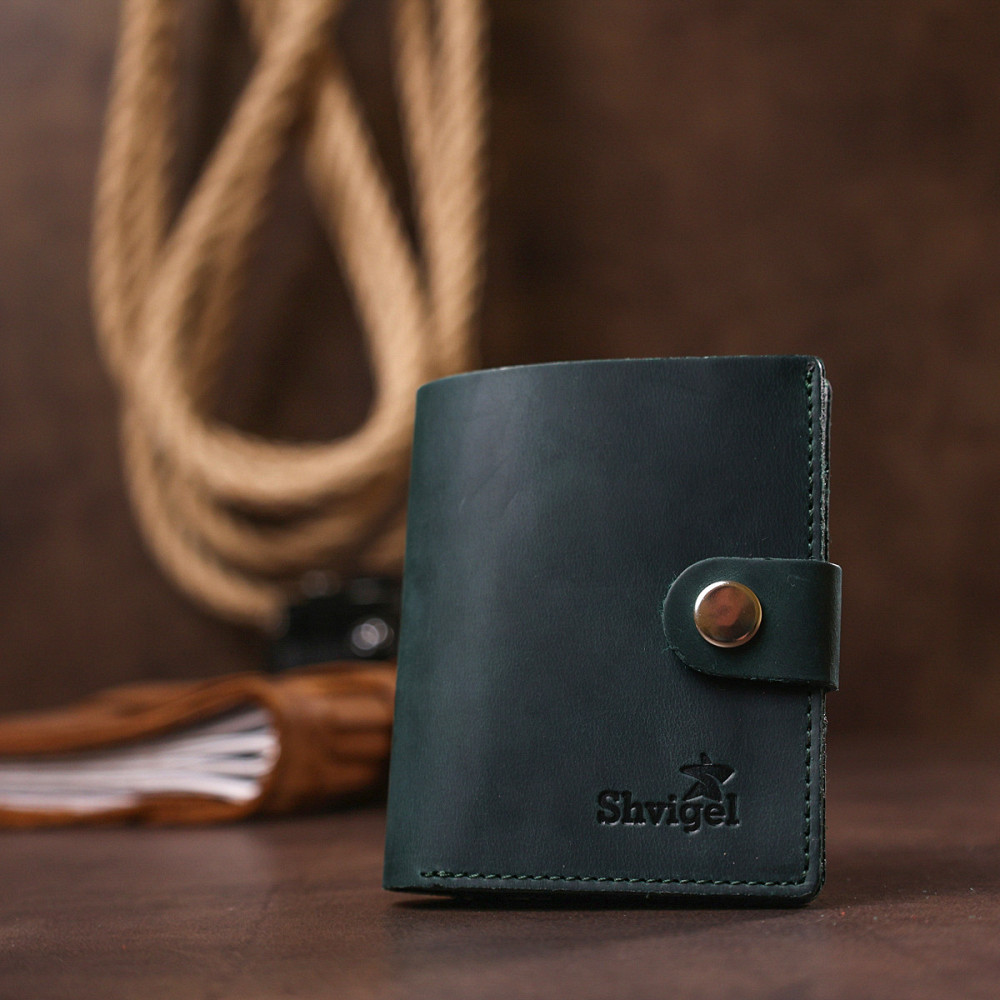 Компактне вінтажне портмоне Зелений (SHVIGEL) Київ - фото 3