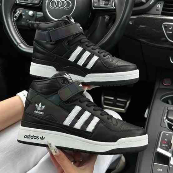 Високі Чорні Кросівки Adidas Forum Шкіряні Чоловічі Черевики Адідас Форум (розміри: 41,42,43,44,45,46) Дніпро