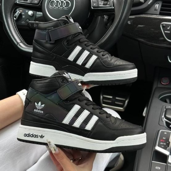 Высокие Чёрные Кроссовки Adidas Forum Кожаные Мужские Ботинки Адидас Форум (размеры: 41,42,43,44,45,46) Днепр - изображение 5