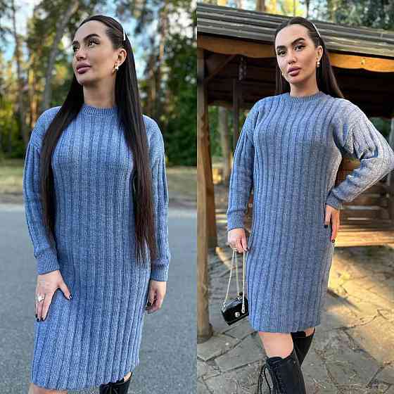 Женское модное вязаное платье однотонный. 42-56р Киев