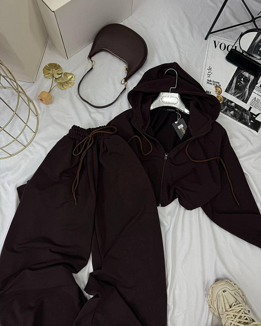 Женский прогулочный оверсайз костюм двойка: кофта и штаны двунитка Одесса - изображение 1