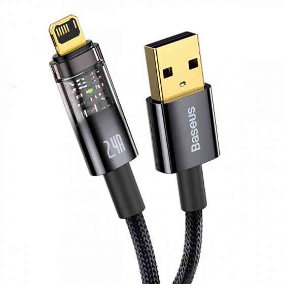 Кабель Baseus Explorer Series Auto Power-Off Fast Charging Data Cable USB to IP 2.4A 1m Black Киев