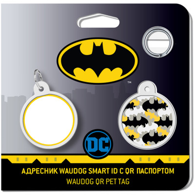 Адресник для тварин WAUDOG Smart ID з QR паспортом "Бетмен візерунок", коло 25 мм (0625-1020ru-eng) Вінниця - фото 4