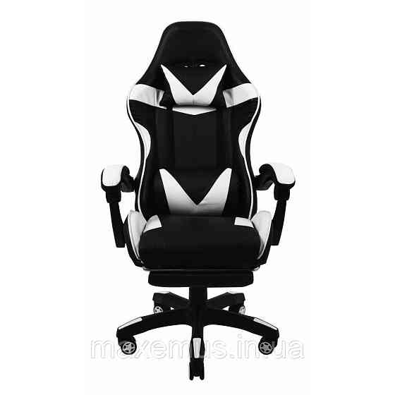 Геймерское кресло раскладное B 810 с подставкой для ног игровое кресло с подголовником для геймеров белое Мостиска