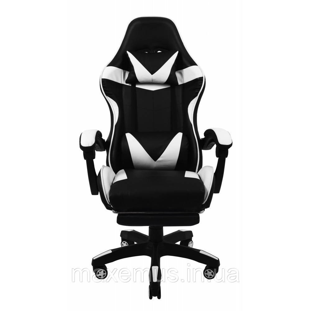 Геймерское кресло раскладное B 810 с подставкой для ног игровое кресло с подголовником для геймеров белое Мостиска - изображение 2