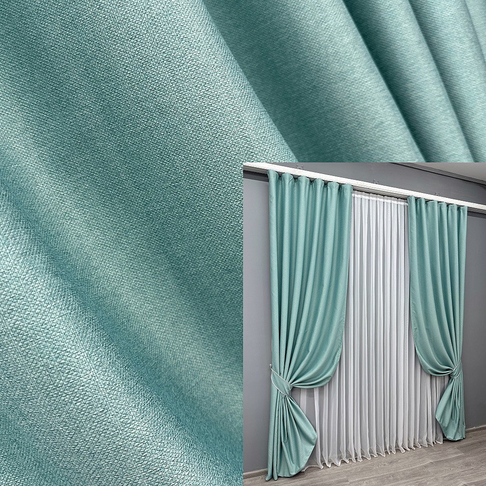 Комплект готовых штор VR-Textil Шенилл однотонный № 1697ш Светло-бирюзовый 150х270 см 2 шт (33-0596) Киев - изображение 1