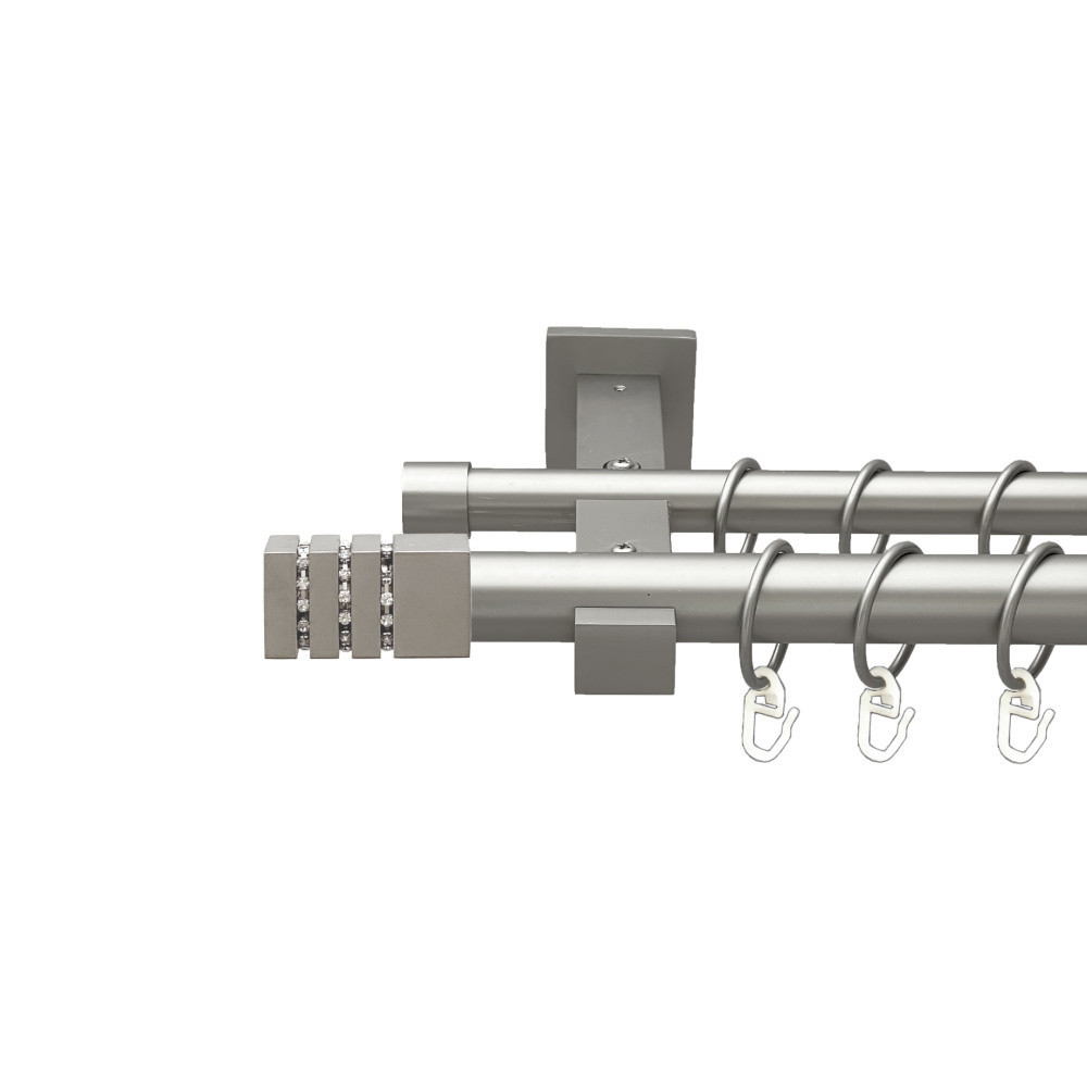 Карниз Orvit Ацтека металевий дворядний техно гладка труба кільце металеве Сатин 25\19 мм 200 см (00-00026346) Львов - изображение 1