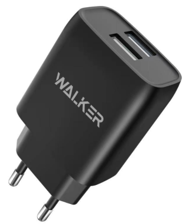 Зарядний пристрій мережевий 2USB 2,1А чорний WALKER WH-31 Житомир
