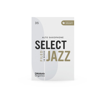 Тростина для саксофона D'Addario Organic Select Jazz - Alto Sax Filed 3S - 10 Pack (ORSF10ASX3S) Вінниця - фото 3