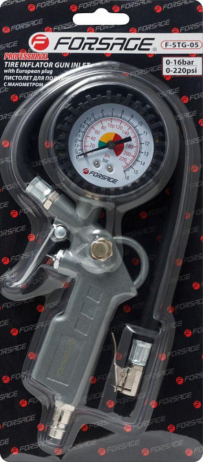 Пістолет для підкачки шин з аналоговим манометром і шлангом (0-16Bar) Forsage F-STG-05 Одеса - фото 1
