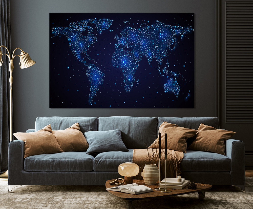 Картина полотно у вітальню / спальню  Мапа Світу   MLP_377 ( 60х30см ) 80х160см Київ - фото 3